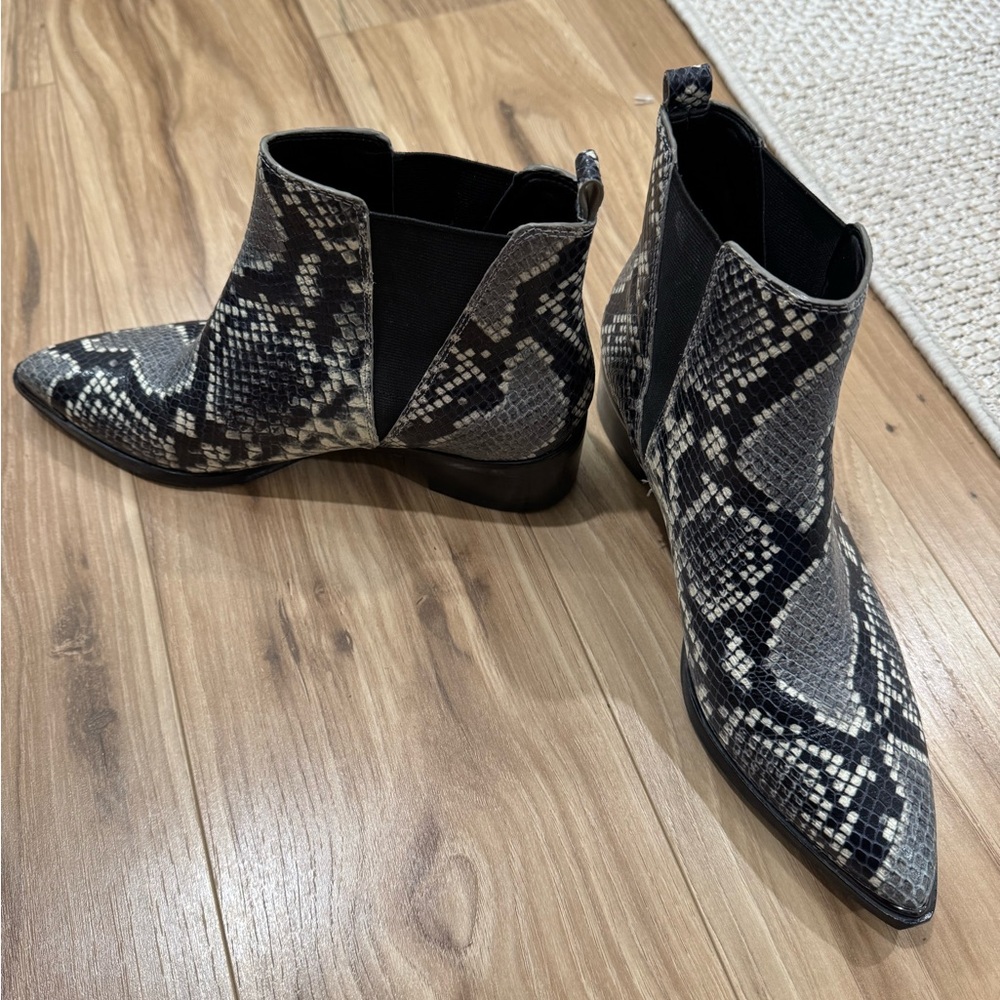 Snakeskin Ankle Boots - Black and Gray